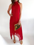 Sybil Metallic Halter Neck Maxi Dress - Swoon Boutique New Orleans