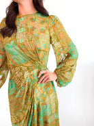 Tapestry Drape Pleated Maxi Dress - Swoon Boutique New Orleans
