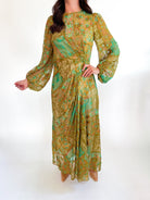 Tapestry Drape Pleated Maxi Dress - Swoon Boutique New Orleans