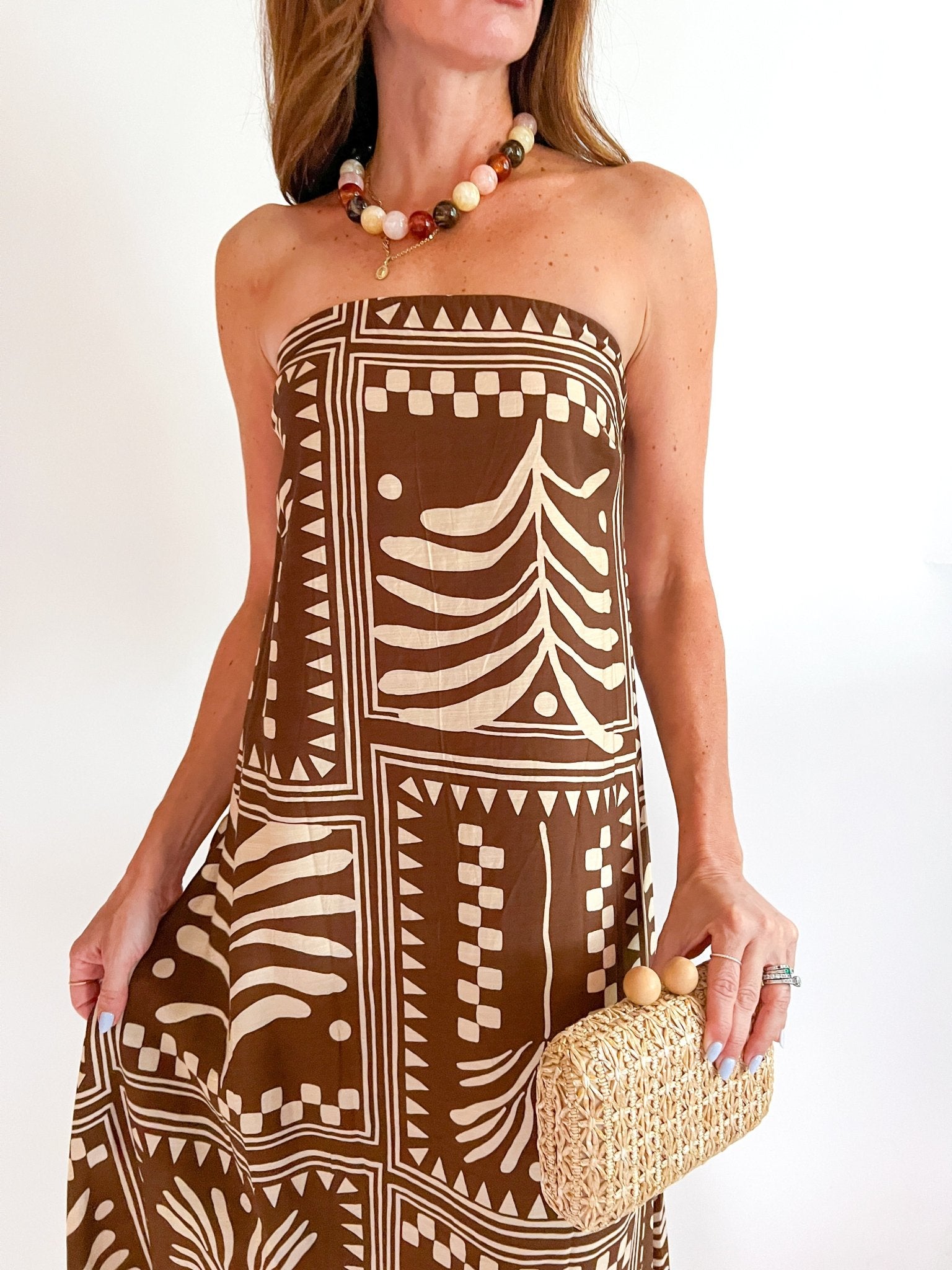 Terracotta Script Maxi Dress - Swoon Boutique New Orleans