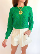 Textured Diamond Knit Cardigan - Swoon Boutique New Orleans
