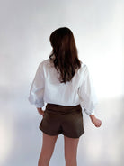 Thea Lantern Sleeve Button Down Shirt - Swoon Boutique New Orleans