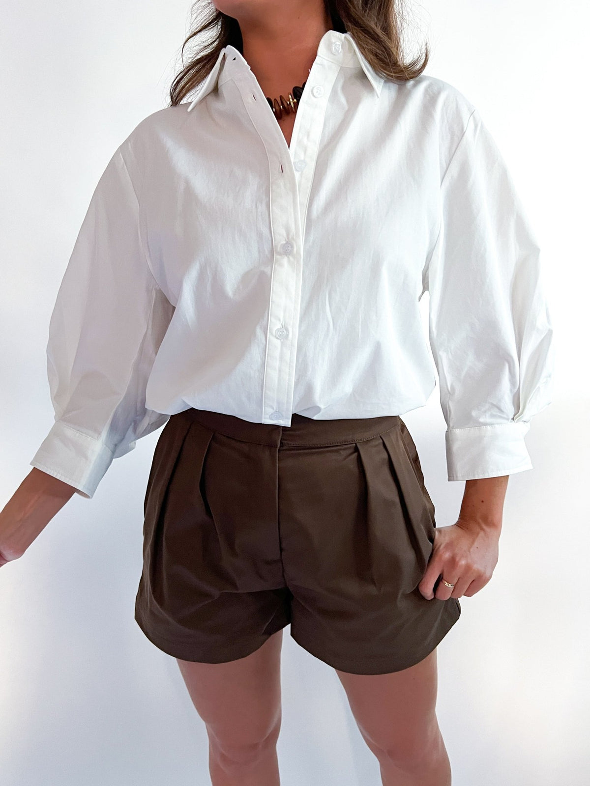 Thea Lantern Sleeve Button Down Shirt - Swoon Boutique New Orleans