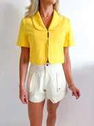 Theo Linen Top by French Connection in daisy with oversized collar design