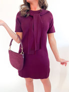 Tie Neck Knit Mini Dress - Swoon Boutique New Orleans