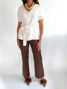 Tie Waist V Neck Top - Swoon Boutique New Orleans