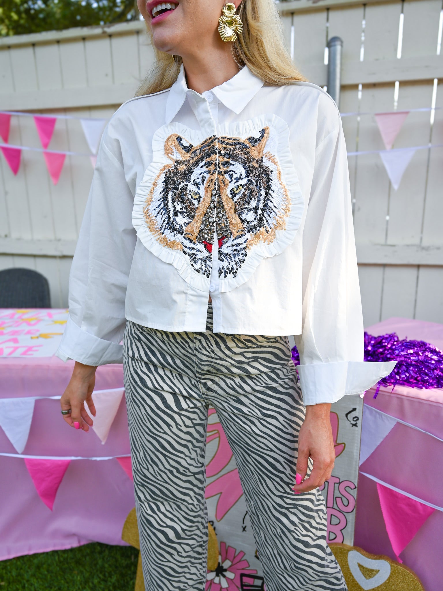 Tiger Cotton Long Sleeve Shirt - Swoon Boutique New Orleans
