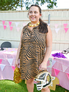 Tiger Print Button Down Shirt Dress - Swoon Boutique New Orleans