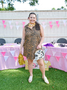 Tiger Print Button Down Shirt Dress - Swoon Boutique New Orleans