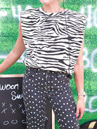 Tiger Print Padded Shoulder Tee - Swoon Boutique New Orleans