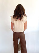 Turtle Neck Vest w/ Suede Shoulder Detail - Swoon Boutique New Orleans