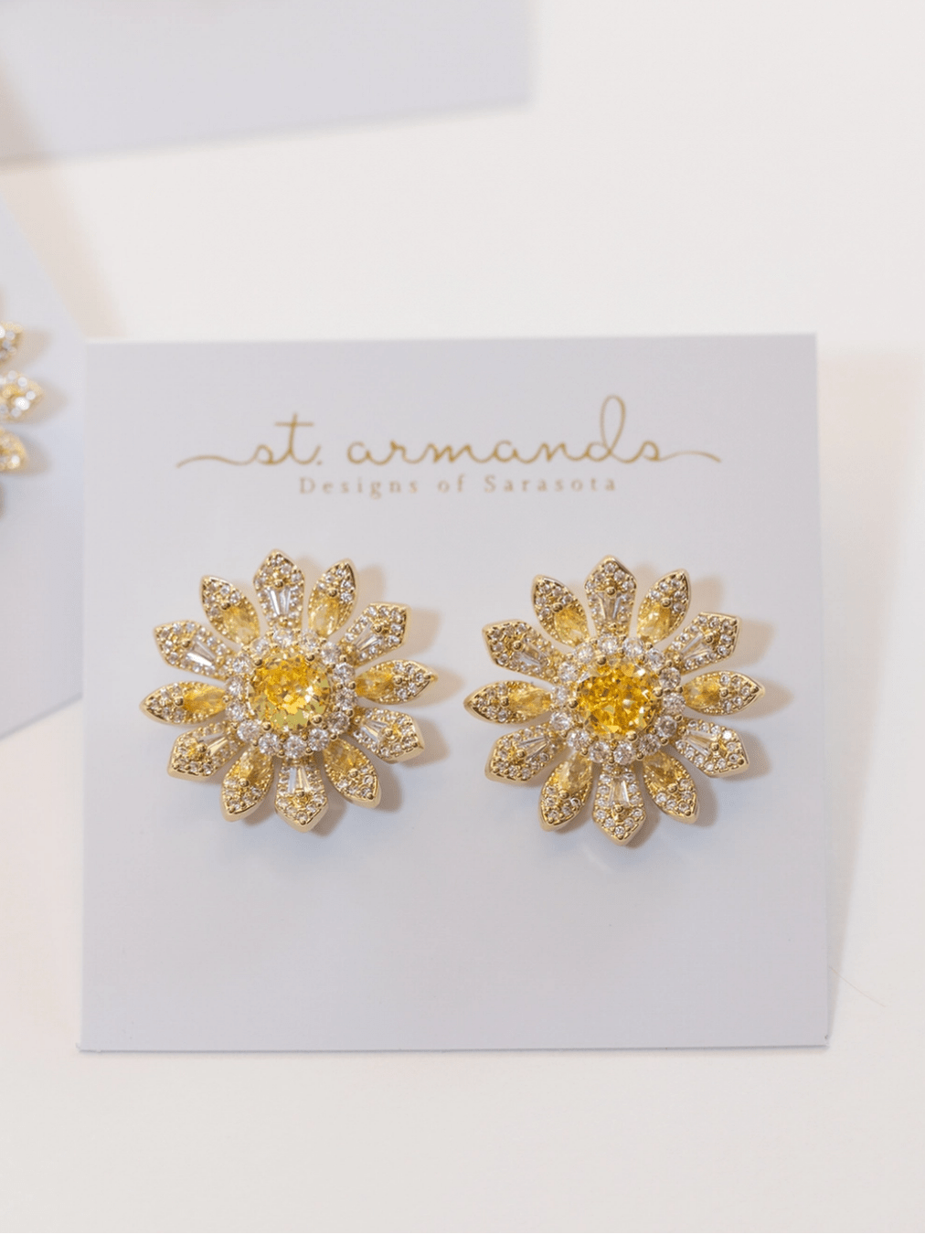 Tuscan Sun Canary Pave Bloom Stud Earrings - Swoon Boutique New Orleans