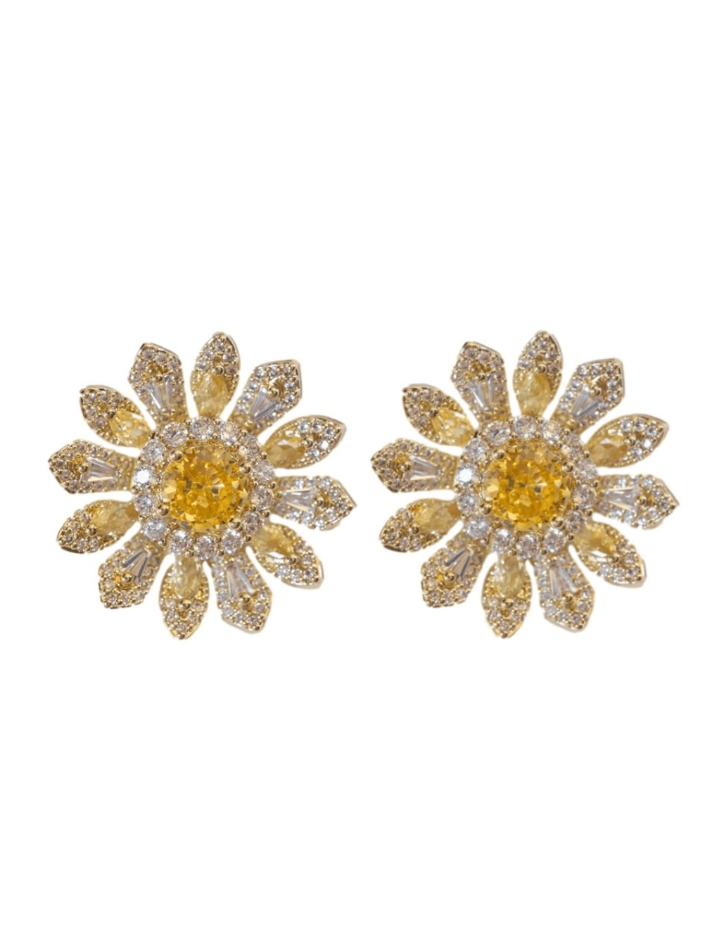 Tuscan Sun Canary Pave Bloom Stud Earrings - Swoon Boutique New Orleans