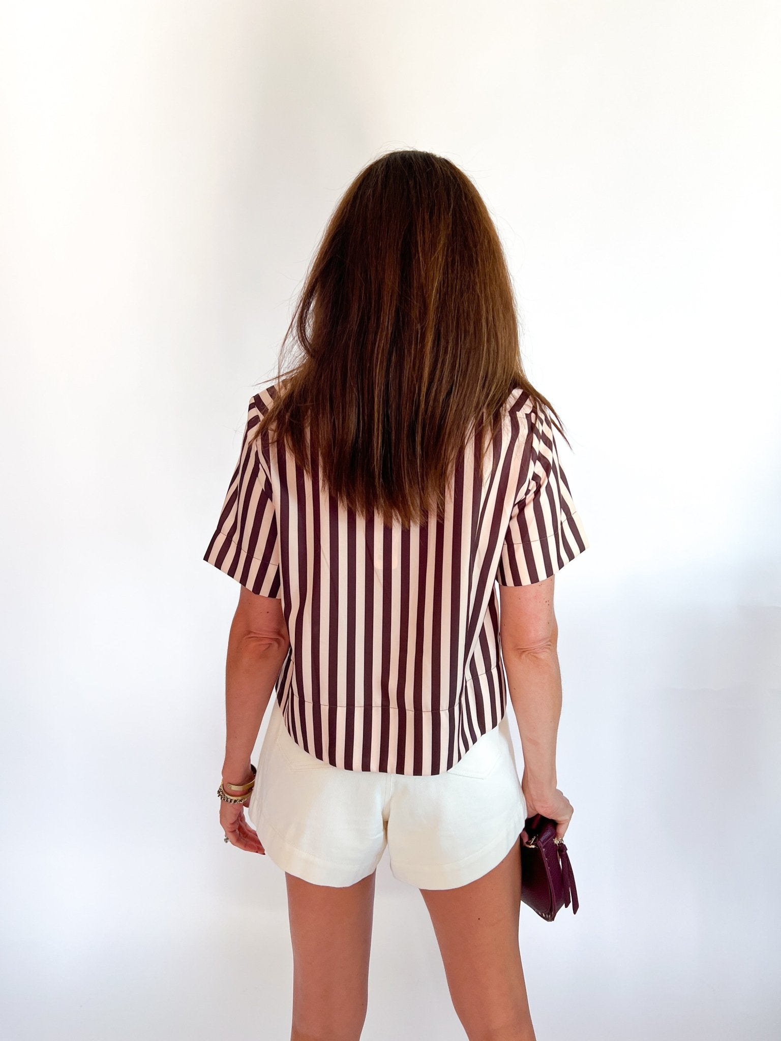 V-Neck Stripe Short Sleeve Top - Swoon Boutique New Orleans