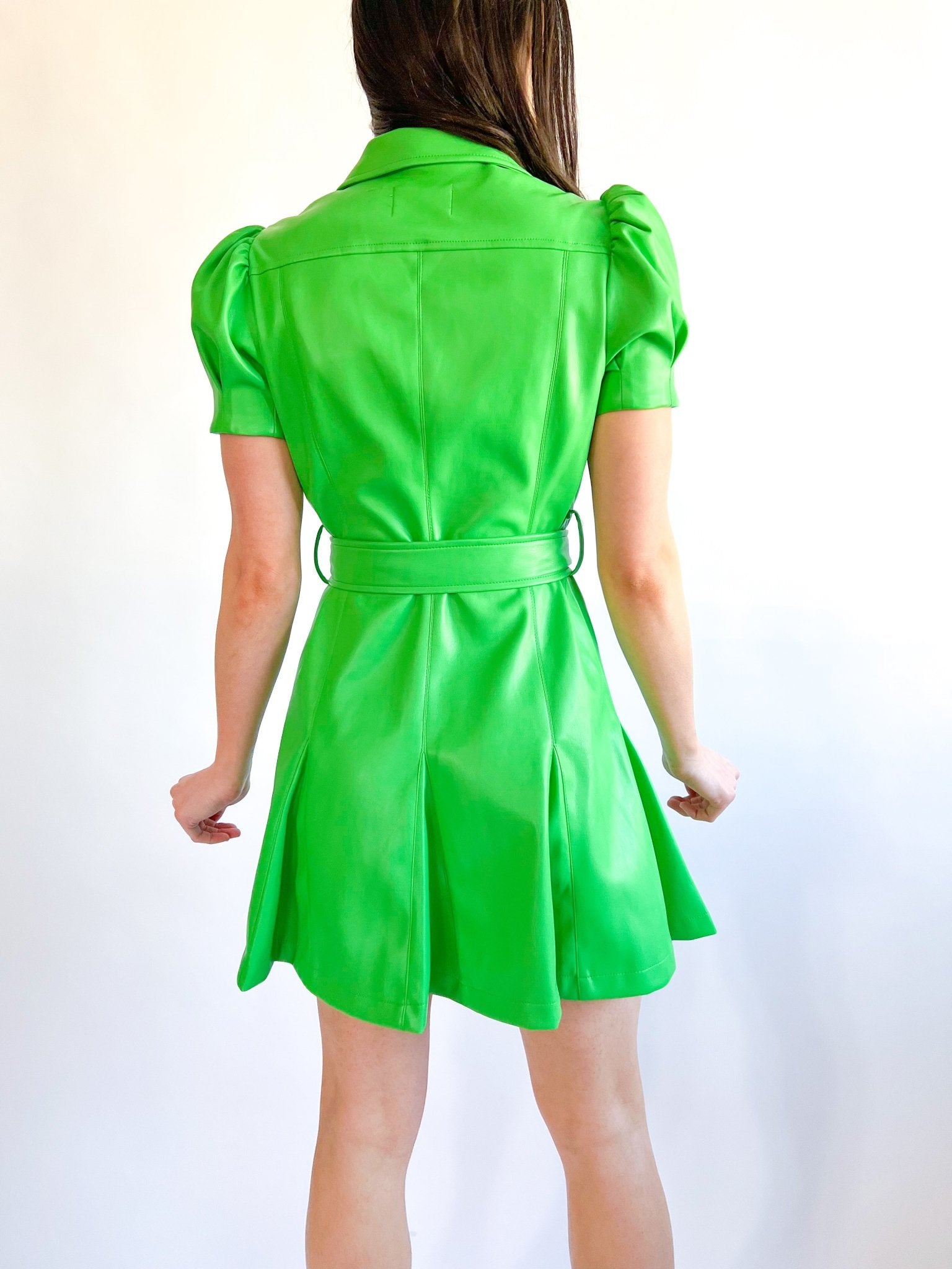 Vegan Leather Flutter Sleeve Dress - Swoon Boutique New Orleans