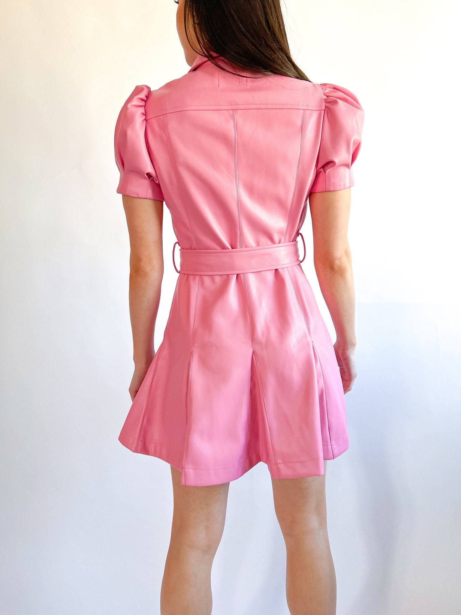 Vegan Leather Flutter Sleeve Dress - Swoon Boutique New Orleans