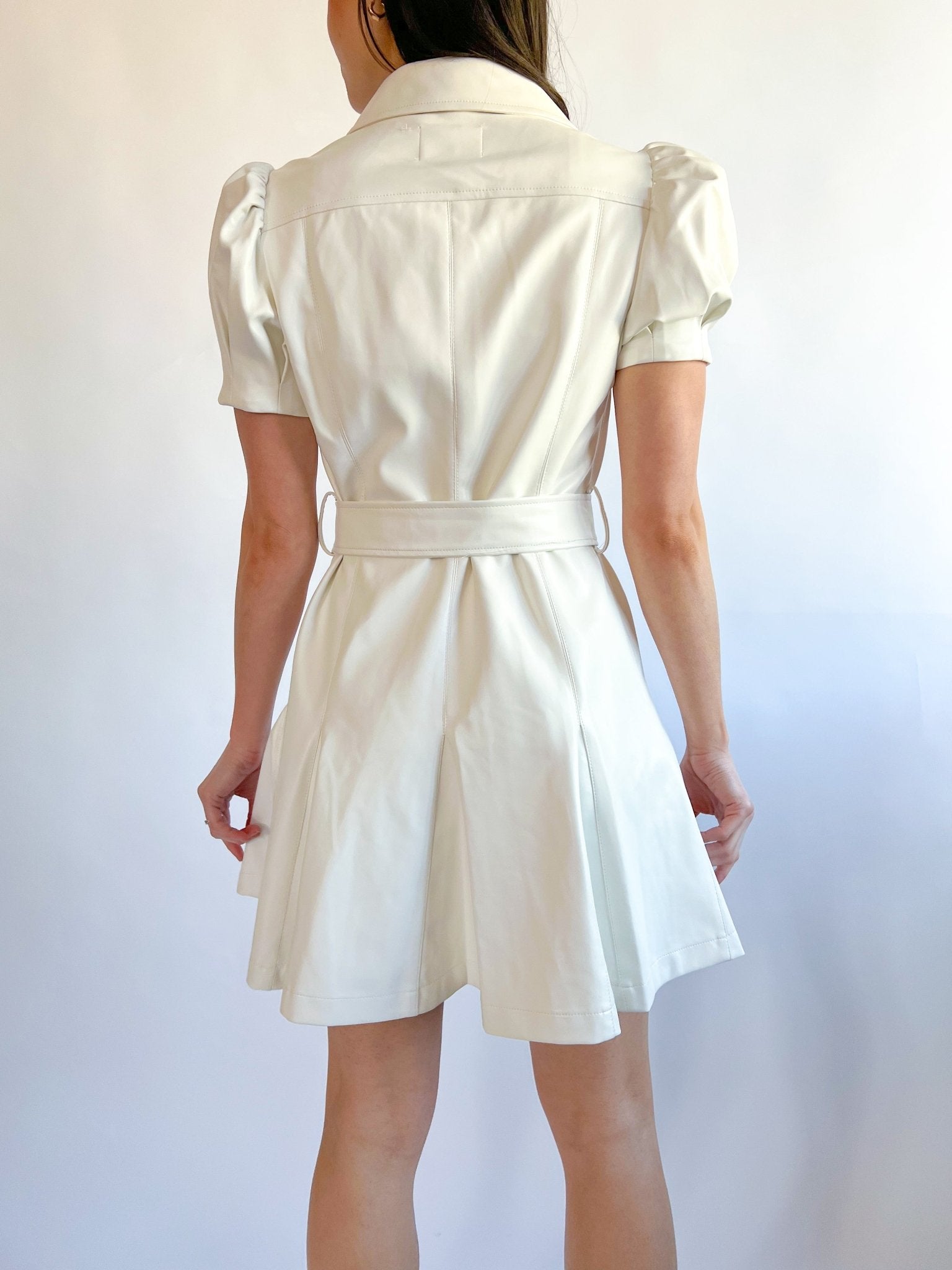 Vegan Leather Flutter Sleeve Dress - Swoon Boutique New Orleans