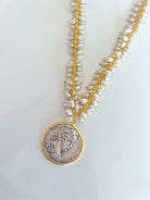 Vintage Coin With Cluster Pearls Necklace - Swoon Boutique New Orleans