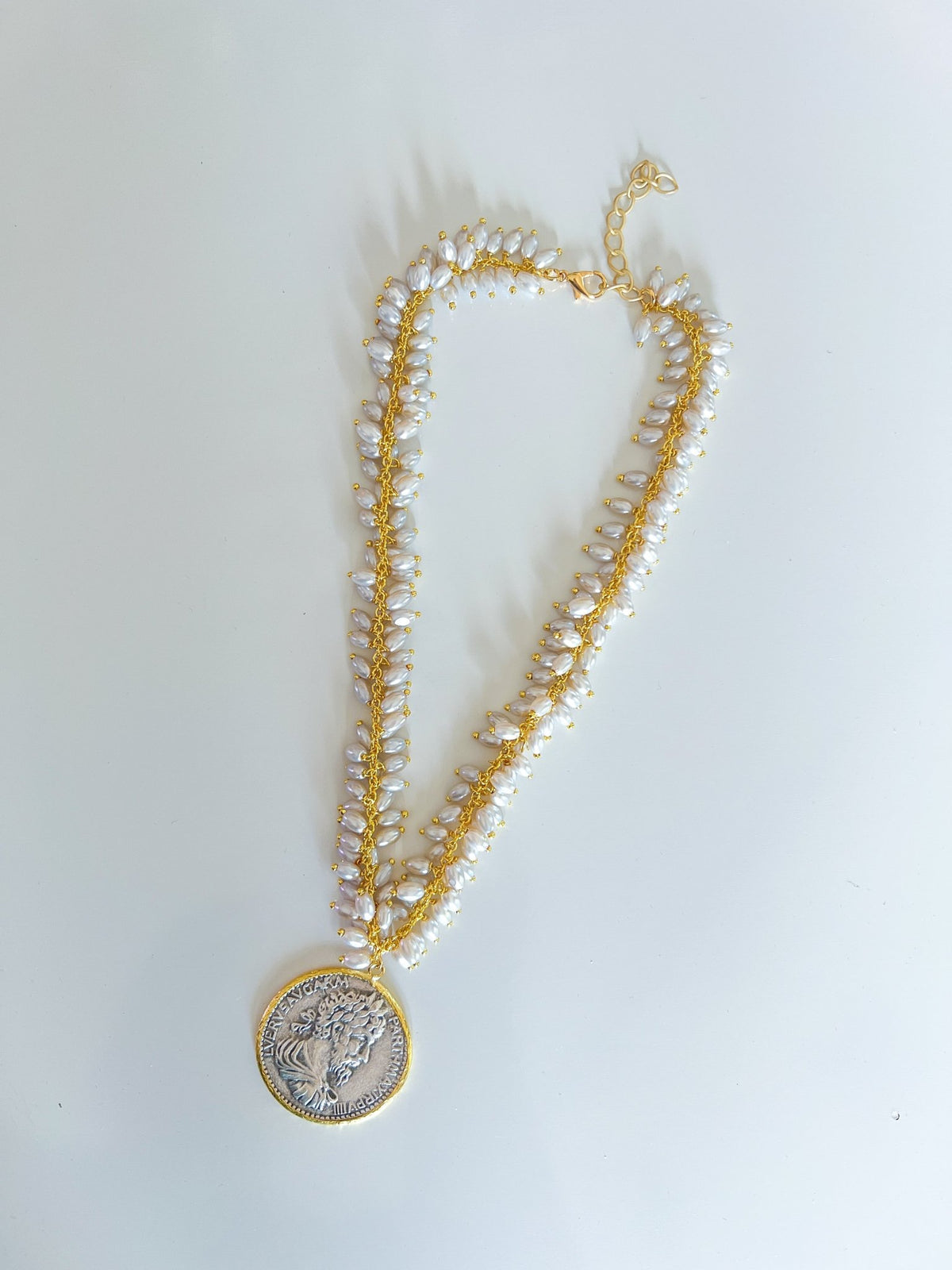 Vintage Coin With Cluster Pearls Necklace - Swoon Boutique New Orleans