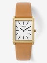 BREDA Virgil Leather Band Watch with slim 26mm rectangular case in tan or black