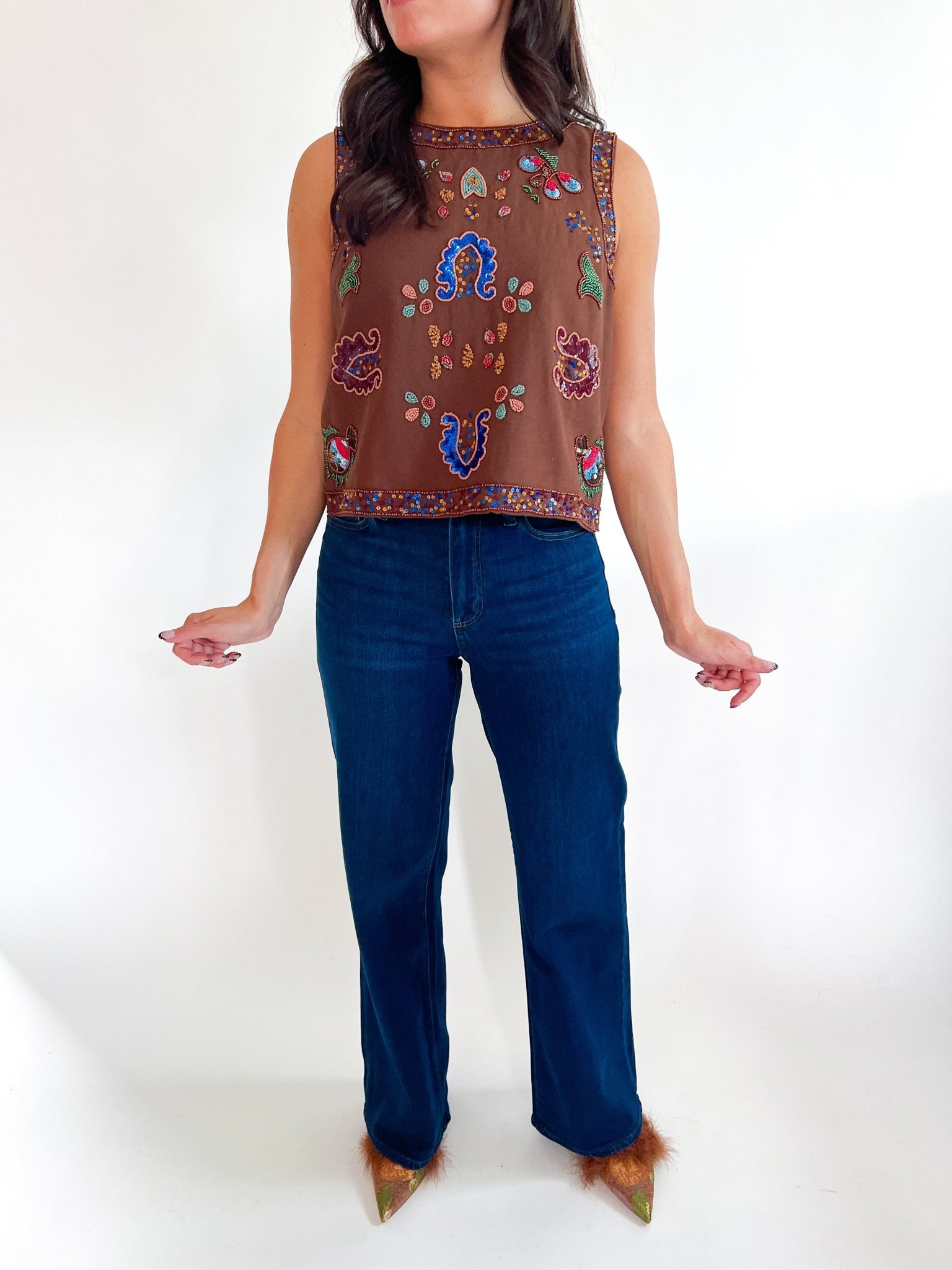 Viveka Beaded Sequin Tank Top - Swoon Boutique New Orleans