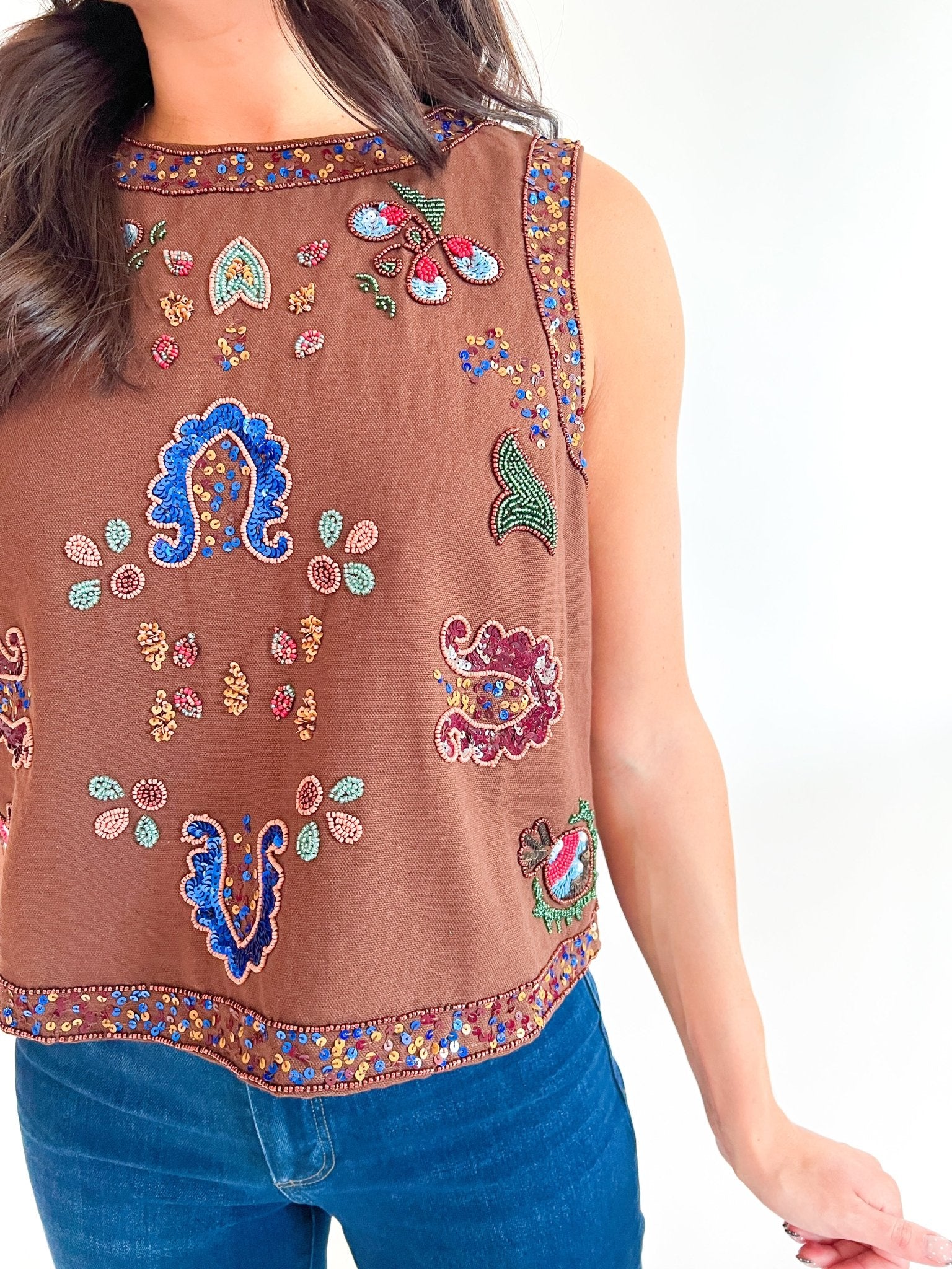 Viveka Beaded Sequin Tank Top - Swoon Boutique New Orleans