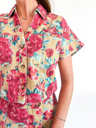 Watercolor Floral Button Front Top - Swoon Boutique New Orleans