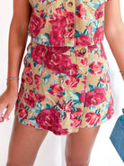 Floral watercolor print skort