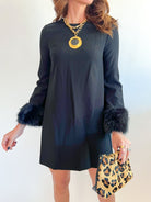 Whisper Faux Fur Trim Mini Dress - Swoon Boutique New Orleans