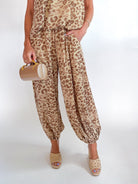 Animal print balloon leg pants
