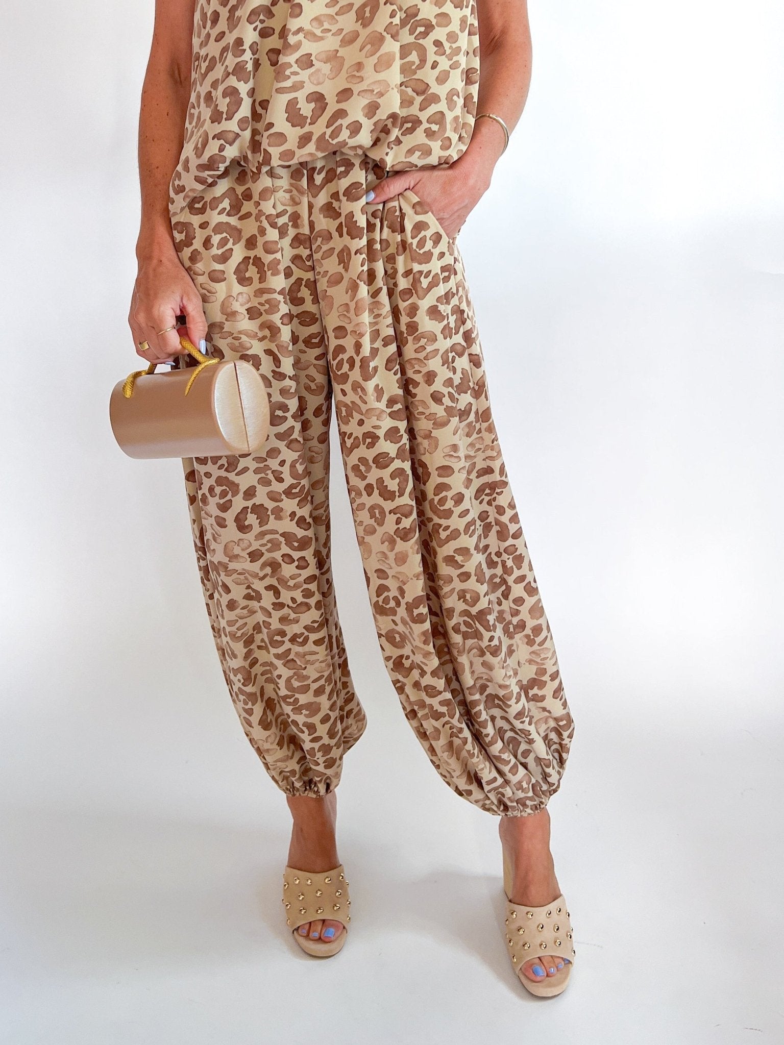 Animal print balloon leg pants