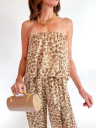 Animal print strapless bubble top