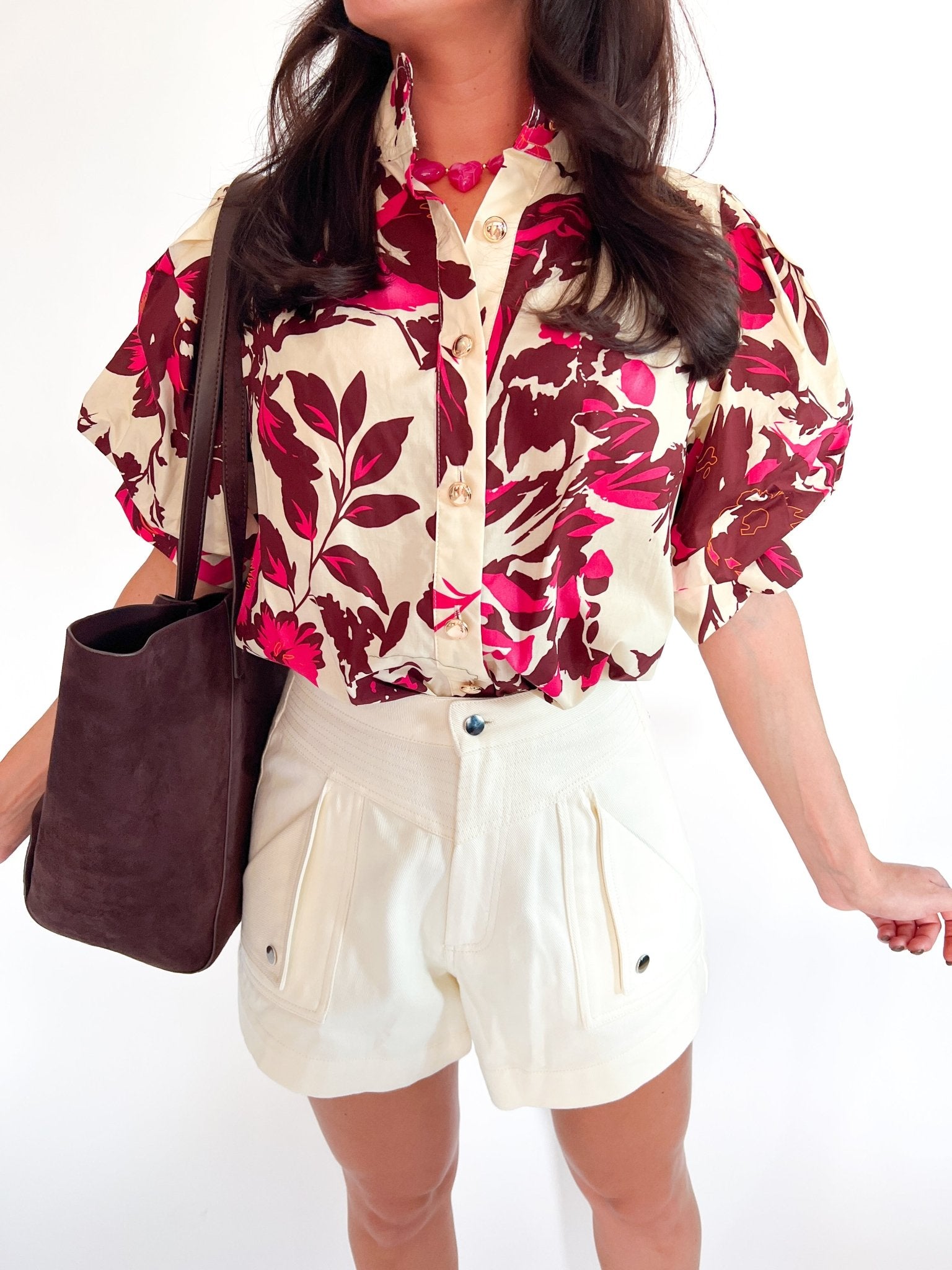 Wine Floral Short Sleeve Top - Swoon Boutique New Orleans