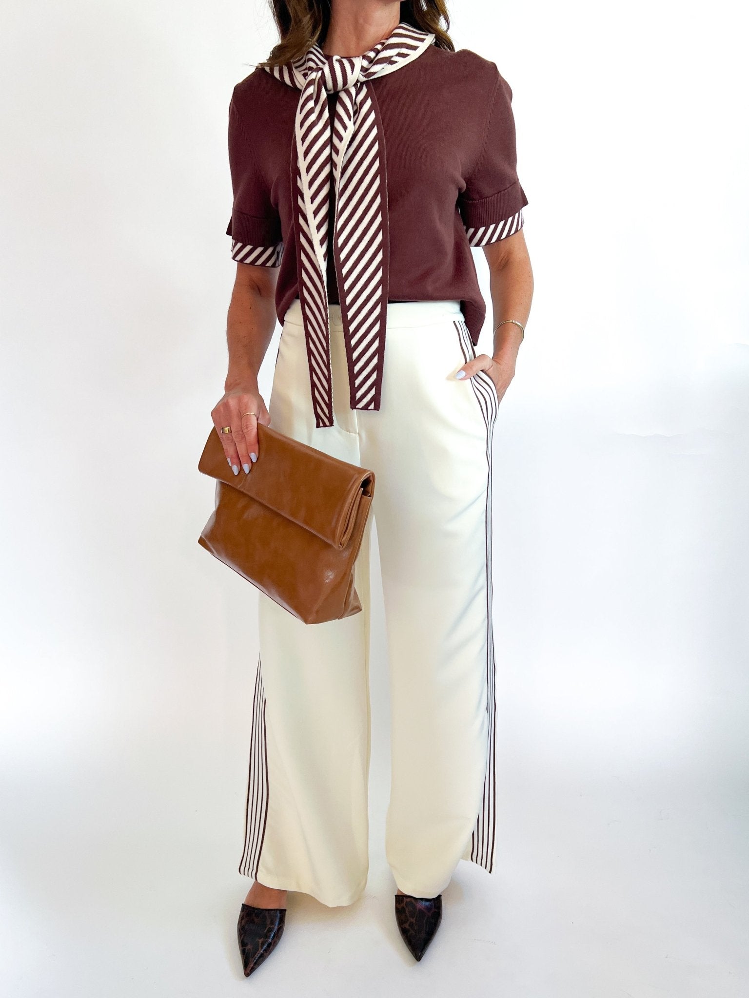 Woven Knit Mix Wide Pants - Swoon Boutique New Orleans