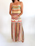 Multi stripe sleeveless maxi dress